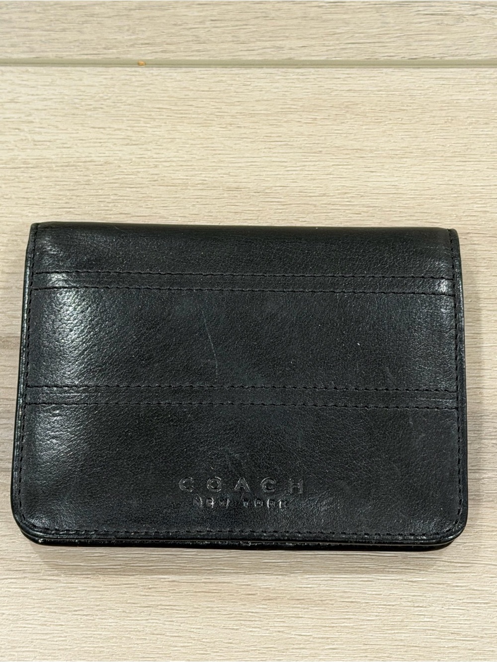 Vintage COACH Water Buffalo Leather Wallet Black Bifold